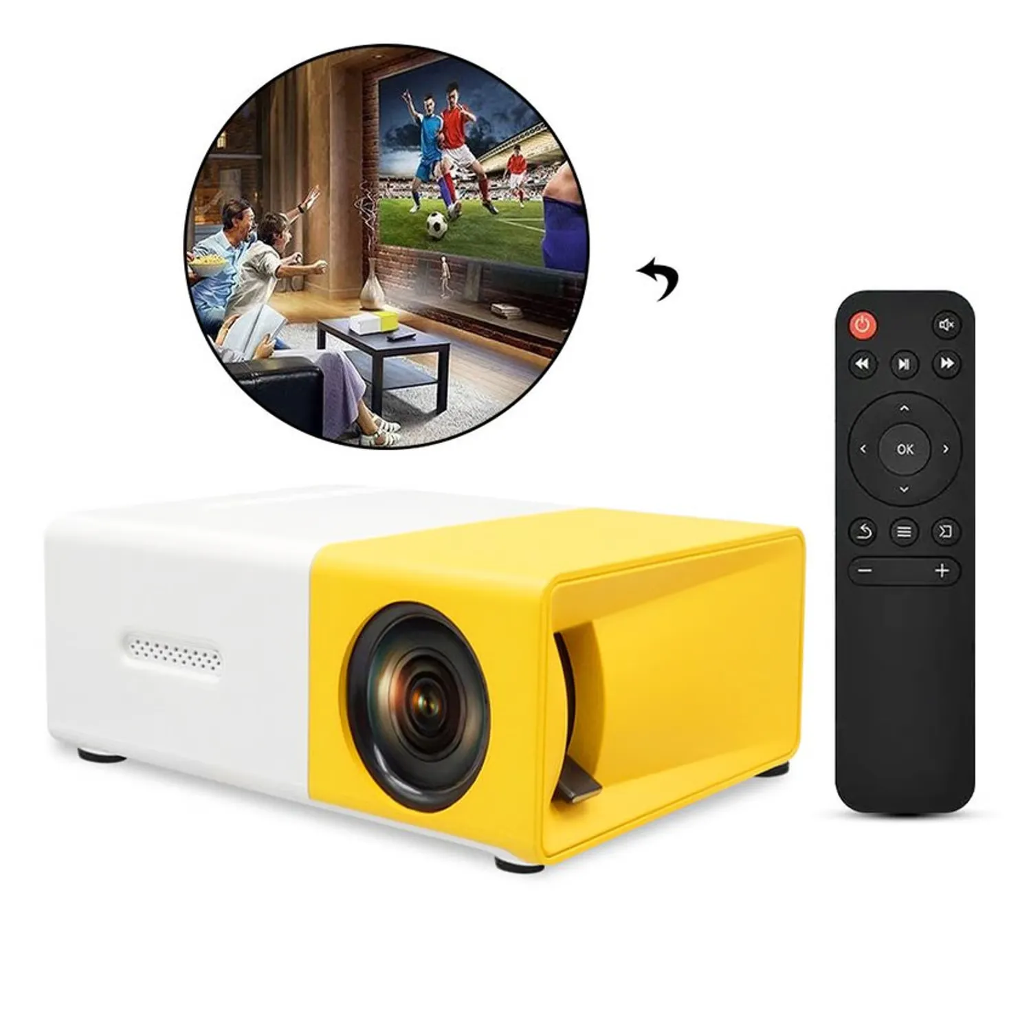 Proyector portatil multimedia led FHD + control remoto miniatura 3